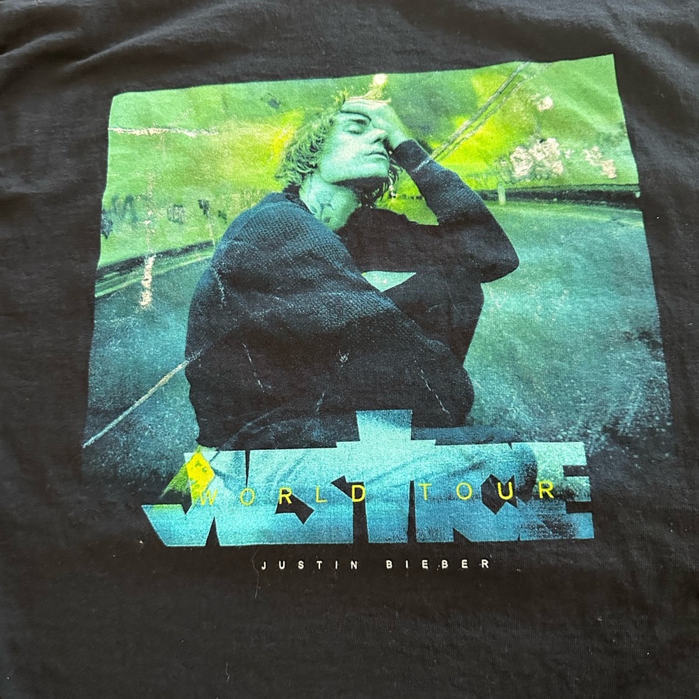Justin Bieber Justice World Tour Concert T-Shirt Black Size Large - Picture 2 of 6